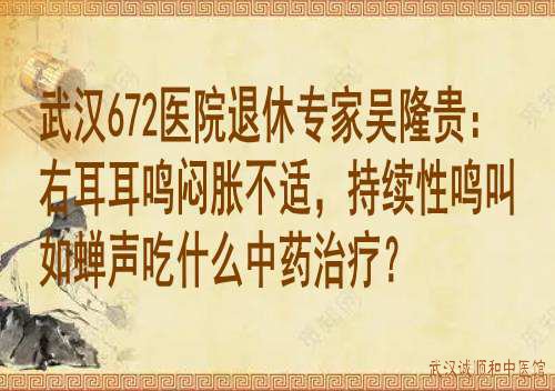 武汉672医院退休专家吴隆贵：右耳耳鸣闷胀不适，持续性如蝉声吃什么中药治疗？